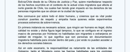 Comunicado sobre la situación migratoria que afecta al País