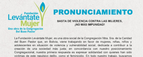 Pronunciamiento ante los hechos de violencia contra la mujeres de la Fundación Levántate Mujer